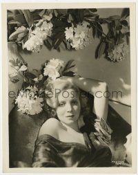 9h957 VIRGINIA BRUCE 8x10 still 1930s sexy portrait lounging under flowers with bare shoulder!