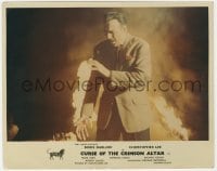 9h035 CRIMSON CULT color English FOH LC 1970 c/u of Christopher Lee with bloody hand by fire!