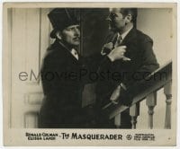 9h668 MASQUERADER English FOH LC 1933 special effects image of Ronald Colman & his virtual twin!