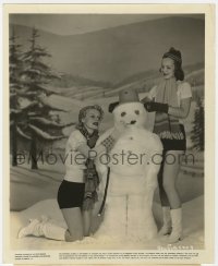 9h656 MARIE WILSON/JANE WYMAN 8.25x10 still 1938 building a snowman in skimpy winter outfits!