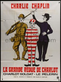 9j799 CHAPLIN REVUE French 1p R1973 Charlie comedy compilation, great art by Leo Kouper & Boumendil!
