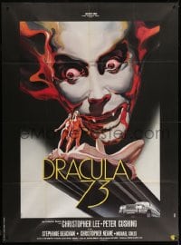 9j818 DRACULA A.D. 1972 French 1p 1973 different Landi art of Christopher Lee & sexy naked ladies!