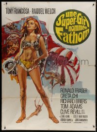9j828 FATHOM French 1p 1967 different art of sexy nearly-naked Raquel Welch in skydiving harness!