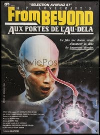 9j835 FROM BEYOND French 1p 1986 H.P. Lovecraft, wild completely different brain-sucker horror art!