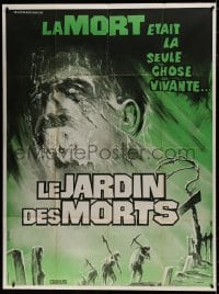 9j839 GARDEN OF THE DEAD French 1p 1975 creepy different Faugere artwork of zombies in graveyard!