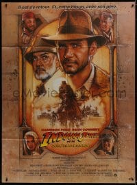 9j857 INDIANA JONES & THE LAST CRUSADE French 1p 1989 art of Ford & Connery by Drew Struzan!