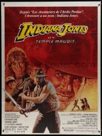 9j858 INDIANA JONES & THE TEMPLE OF DOOM French 1p 1984 completely different art by Michel Jouin!