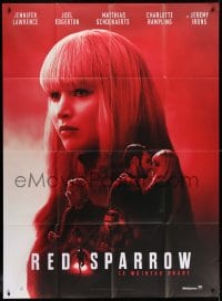 9j935 RED SPARROW teaser French 1p 2018 portrait of Jennifer Lawrence over red background!