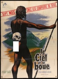 9j954 SKY ABOVE THE MUD BELOW French 1p 1960 Mascii art of New Guinea jungle native with skull!
