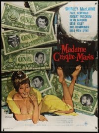9j992 WHAT A WAY TO GO French 1p 1964 Tealdi art of sexy Shirley MacLaine, Newman, Mitchum & Martin