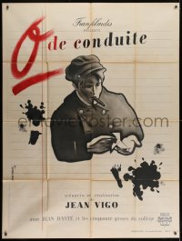 9j999 ZERO DE CONDUITE French 1p R1946 Jean Vigo juvenile delinquent classic, Jean Colin art, rare!