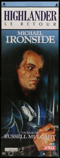 9j768 HIGHLANDER 2 French door panel 1991 close up of immortal Michael Ironside with sword!!