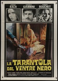 9j278 BLACK BELLY OF THE TARANTULA Italian 1p 1972 art of sexy Barbara Bach stalked by killer!