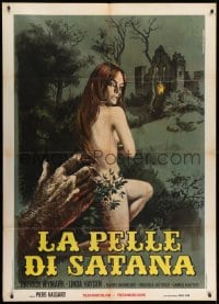 9j281 BLOOD ON SATAN'S CLAW Italian 1p 1971 Piovano art of demon hand reaching for sexy naked girl!