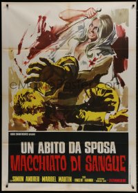 9j282 BLOOD SPATTERED BRIDE Italian 1p 1975 completely different gory art of girl stabbing man!