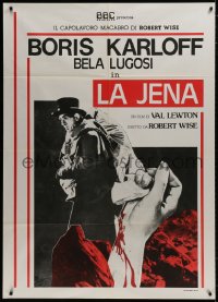 9j283 BODY SNATCHER Italian 1p R1980s great image of Boris Karloff robbing body from graveyard!