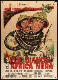 9j319 DUE BIANCHI NELL'AFRICA NERA Italian 1p 1970 Franco art of snake constricting Franco & Ciccio!