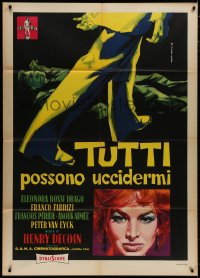 9j323 EVERYBODY WANTS TO KILL ME Italian 1p 1957 Fratini art of murderer standing over victim!