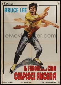 9j329 FISTS OF FURY Italian 1p R1980s best artwork of Bruce Lee in action by Averado Ciriello!