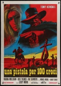9j336 GUNMAN OF ONE HUNDRED CROSSES Italian 1p 1971 cool spaghetti western art by P. Franco!
