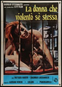 9j339 HARD TO REMEMBER Italian 1p 1977 Rutger Hauer & Dagmar Lassander naked behind bars!