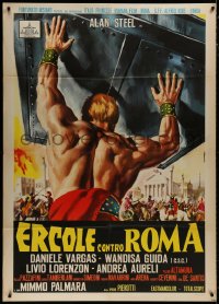 9j342 HERCULES AGAINST ROME Italian 1p 1964 Casaro art of strongman Sergio Ciani vs entire army!