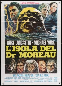 9j353 ISLAND OF DR. MOREAU Italian 1p 1977 mad scientist Burt Lancaster, different Sciotti art!