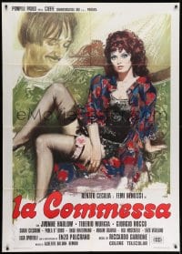 9j367 LA COMMESSA Italian 1p 1975 Avelli art of sexy Femi Benussi in lace nightie & garter!
