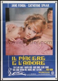 9j369 LA RONDE Italian 1p R1970s best c/u of sexy naked Jane Fonda laying in bed, Roger Vadim!