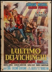 9j373 LAST OF THE VIKINGS Italian 1p 1962 L'Ultimo dei Vikinghi, different art of Cameron Mitchell!