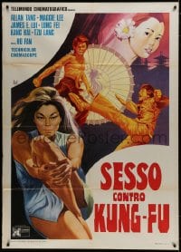 9j384 LOVE & BLOOD Italian 1p 1973 great Aller art of kung fu fighter & sexy Japanese women!