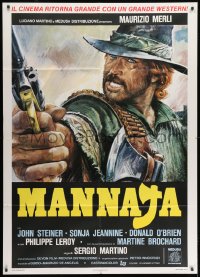 9j391 MAN CALLED BLADE Italian 1p 1979 Sergio Martino's Mannaja, cool spaghetti western art!