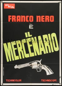 9j394 MERCENARY teaser Italian 1p 1969 Il Mercenario, cool dayglo art of revolver under title!