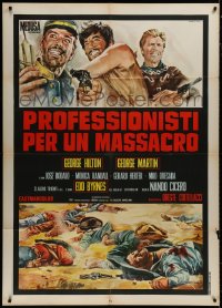 9j424 PROFESSIONALS FOR A MASSACRE Italian 1p 1967 Gasparri art of Hilton, Martin & Edd Byrnes!