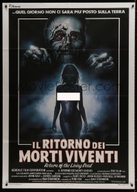 9j430 RETURN OF THE LIVING DEAD Italian 1p 1985 wild different artwork of naked female zombie!