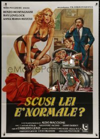 9j438 SCUSI, LEI E NORMALE? Italian 1p 1979 Umberto Lenzi, art of sexy woman in her underwear!