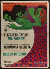 9j439 SECRET CEREMONY Italian 1p 1969 Elizabeth Taylor, Mia Farrow, Mitchum, different Iaia art!