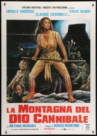 9j447 SLAVE OF THE CANNIBAL GOD Italian 1p 1978 Sciotti art of sexy Ursula Andress with weapon!