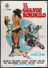 9j448 SOME TOO QUIET GENTLEMEN Italian 1p 1973 great art of dog tearing clothes off sexy woman!
