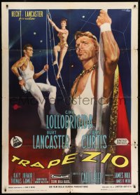 9j466 TRAPEZE Italian 1p R1963 different art of Lancaster, Lollobrigida & Curtis by Ciriello!