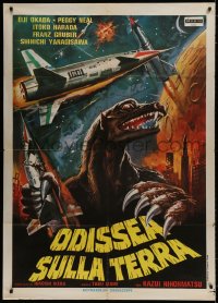9j485 X FROM OUTER SPACE Italian 1p R1970s best different art of big monster grabbing spaceships!