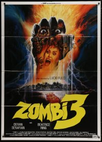 9j488 ZOMBI 3 Italian 1p 1987 directed by Lucio Fulci, cool demons-in-hand horror artwork!