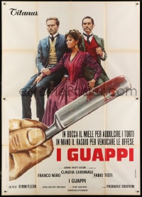 9j498 BLOOD BROTHERS Italian 2p 1974 art of Claudia Cardinale, Nero, Testi & bloody straight razor!