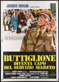 9j501 BUTTIGLIONE DIVENTA CAPO DEL SERVIZIO SEGRETO Italian 2p 1975 art of soldier Jacques Dufilho!