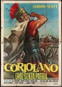 9j506 CORIOLANUS: HERO WITHOUT A COUNTRY Italian 2p 1964 Ciriello art of warrior Gordon Scott!