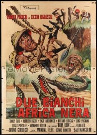 9j512 DUE BIANCHI NELL'AFRICA NERA Italian 2p 1970 Franco & Ciccio, wacky Picchioni jungle art!