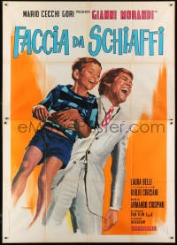 9j513 FACCIA DA SCHIAFFI Italian 2p 1970 Giuliano Nistri art of Gianni Morandi laughing with child!