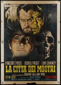 9j527 HAUNTED PALACE Italian 2p R1960s Vincent Price, Lon Chaney, Paget, different Symeoni art!