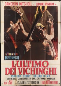 9j538 LAST OF THE VIKINGS Italian 2p 1962 L'ultimo dei Vikinghi, wild torture art by Enzo Nistri!