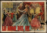 9j541 LET'S MAKE UP horizontal Italian 2p 1955 Longi art of Errol Flynn dancing w/Anna Neagle, rare!